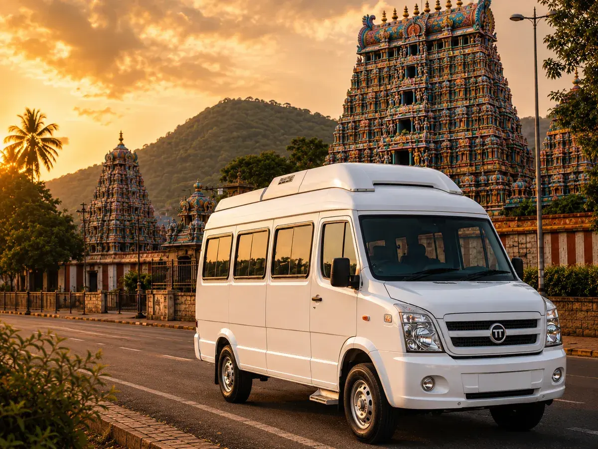 Prapti Travels tempo traveller on an outstation trip
