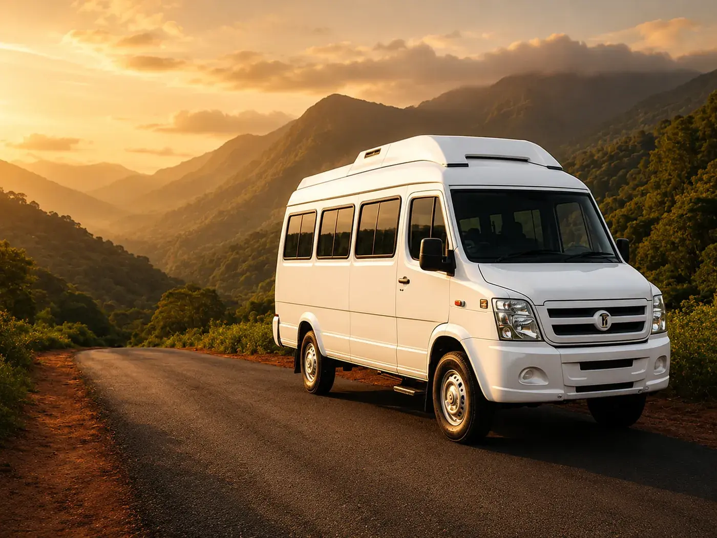 Prapti Travels tempo traveller on a scenic Bangalore outstation route